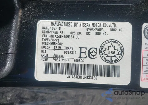 2016 Nissan 370Z from USA, damaged, VIN JN1AZ4EH1GM933136